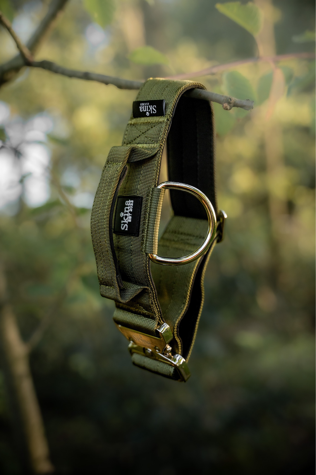 Taktisches Halsband mit Sicherheitsschnalle &amp; Haltegriff „Olive“