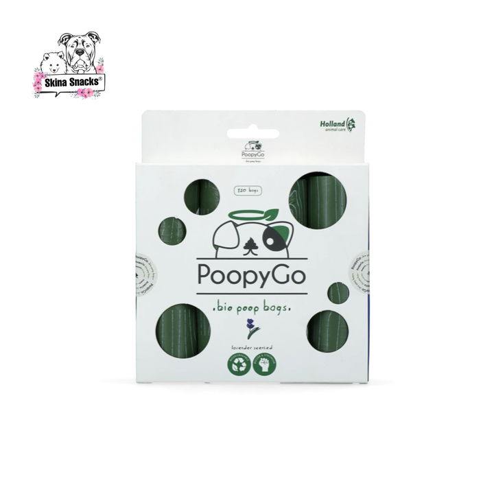 PoopyGo Eco Umweltfreundlich Kotbeutel Lavendel 8 Rollen