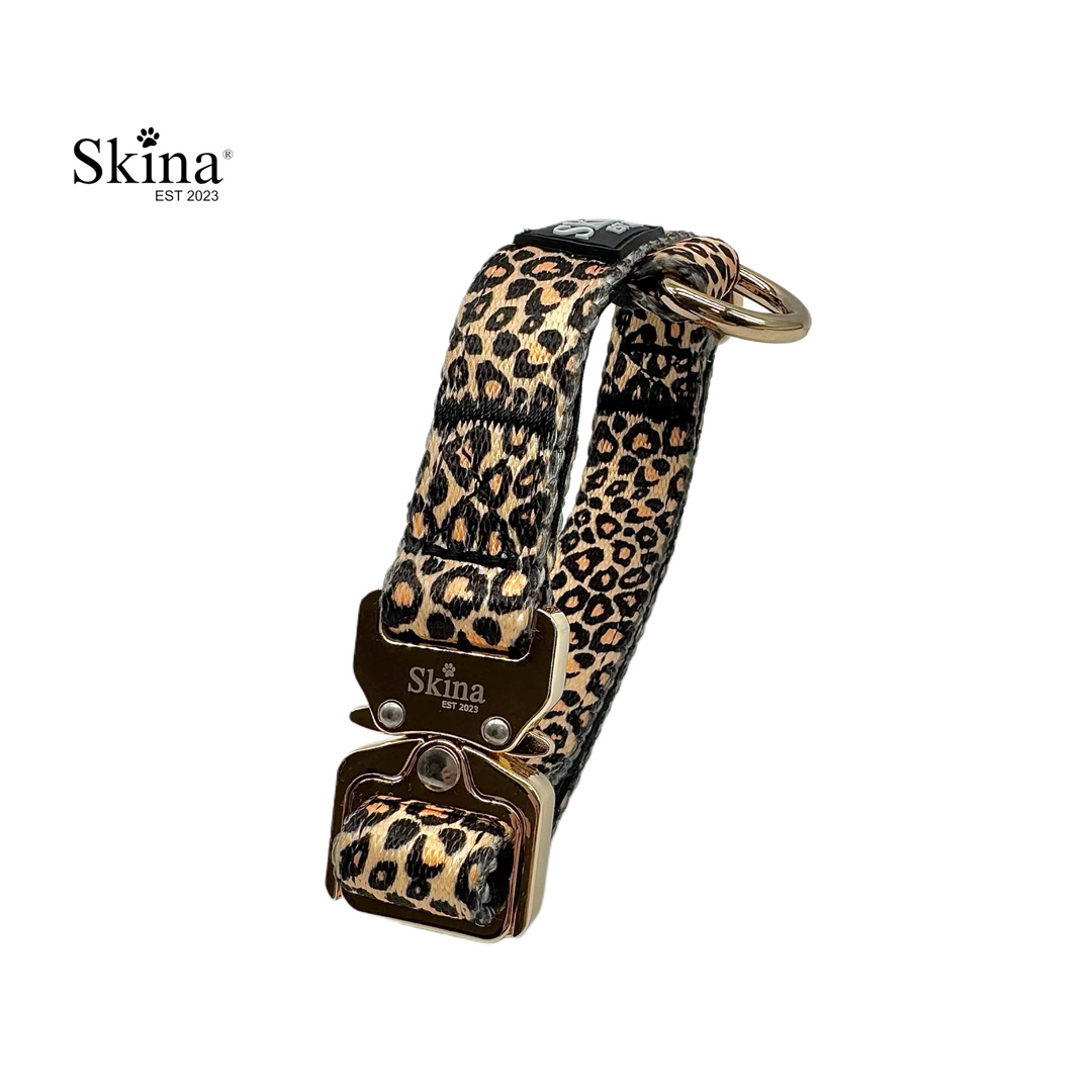 Skina Halsband für kleine Hunde "Leo Muster Gold"