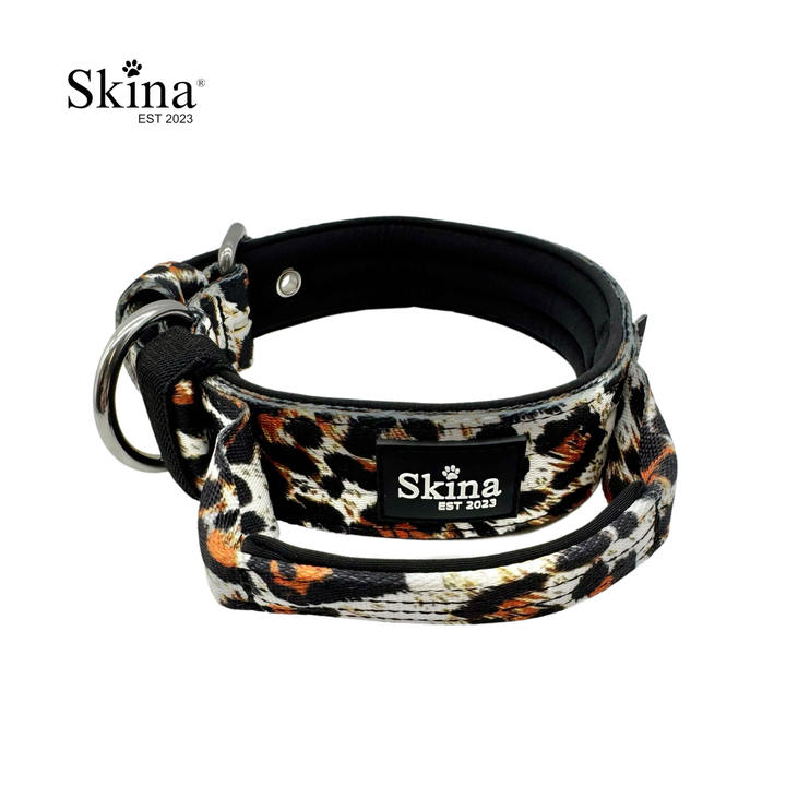 Halsband mit Haltegriff &amp; Rollschnalle "Leoprint"