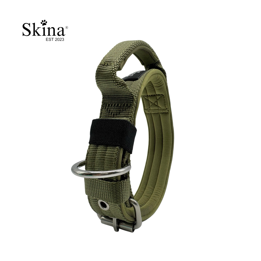 Halsband mit Haltegriff &amp; Rollschnalle "Olive"