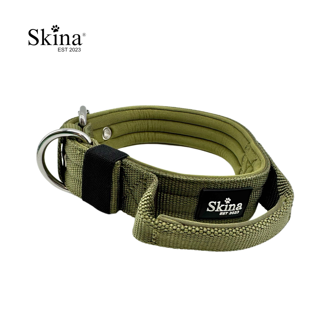 Halsband mit Haltegriff &amp; Rollschnalle "Olive"
