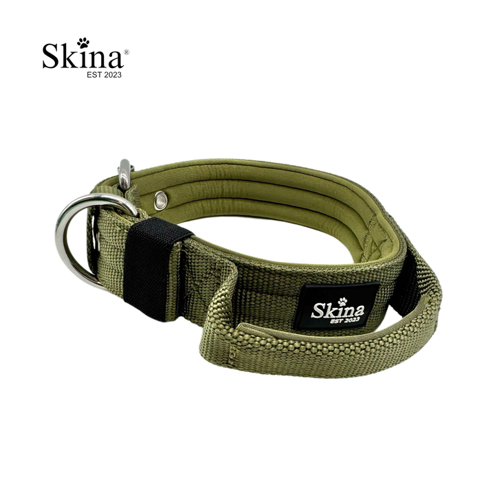 Halsband mit Haltegriff &amp; Rollschnalle "Olive"