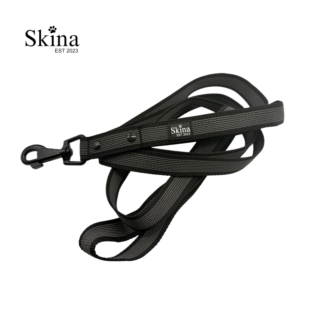 Skina Gummierte Hundeleine "Schwarz/Schwarz"