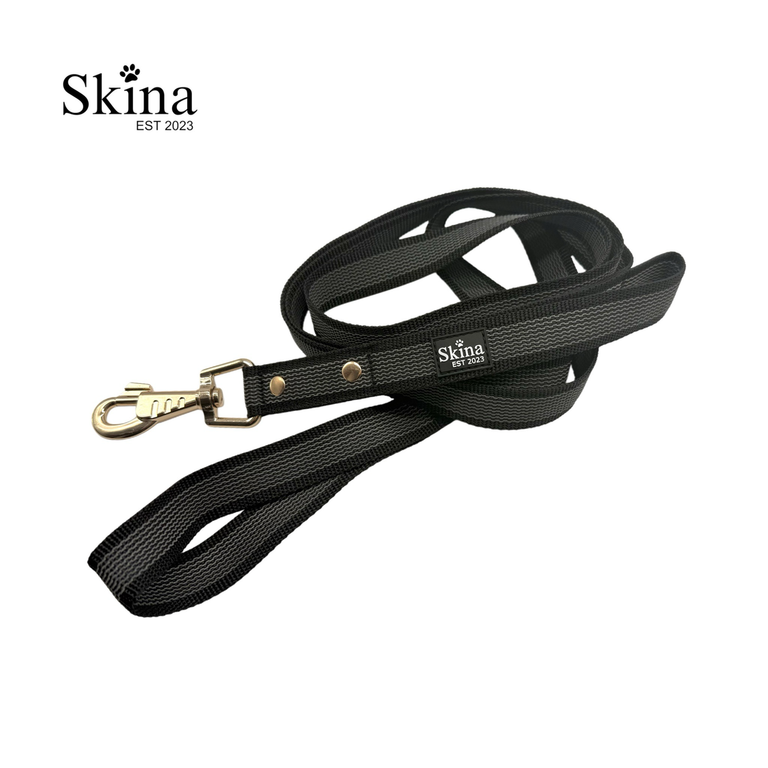 Skina Gummierte Hundeleine "Schwarz/Gold"